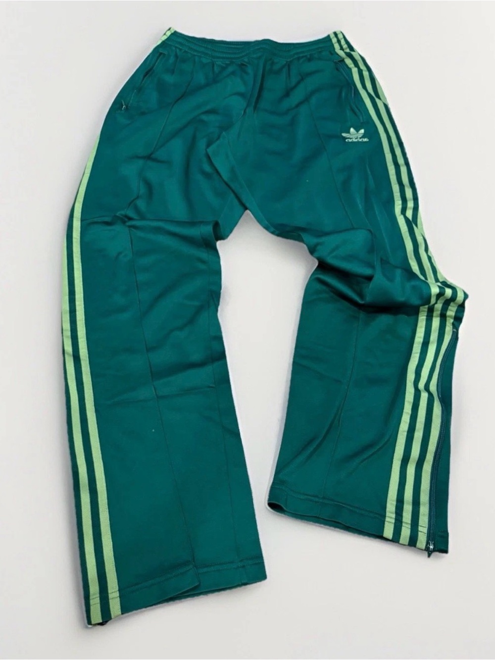Vintage Y2K Adidas Pants Size Medium Zipper Green Trefoil